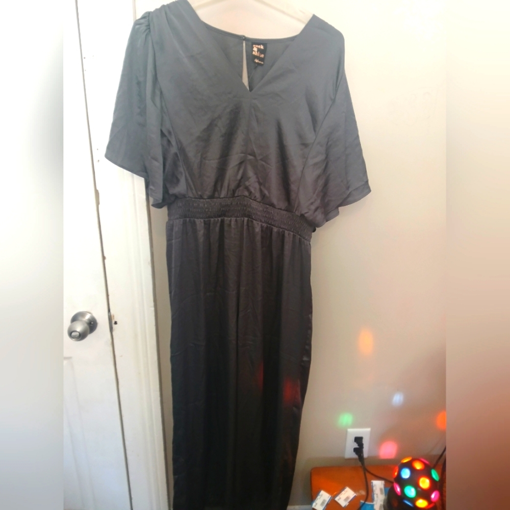 Reitmans Satin Rock And Shine Metallic Grey Jumpsuit
